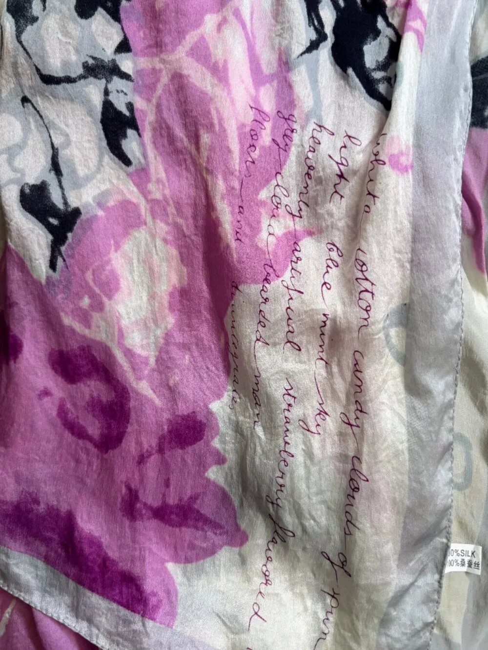 Abstract Floral 100% Silk Scarf